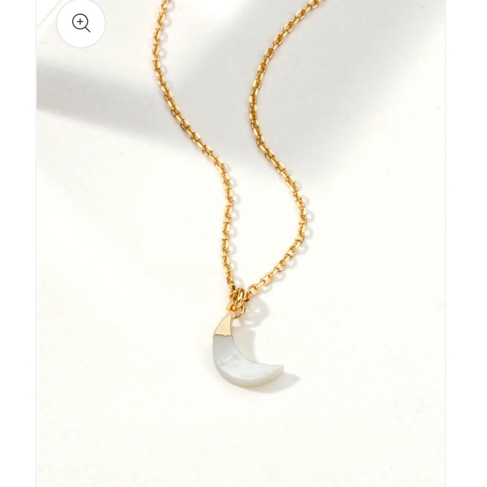 Luna Norte Gold and White Crescent Mother of Pearl Necklace